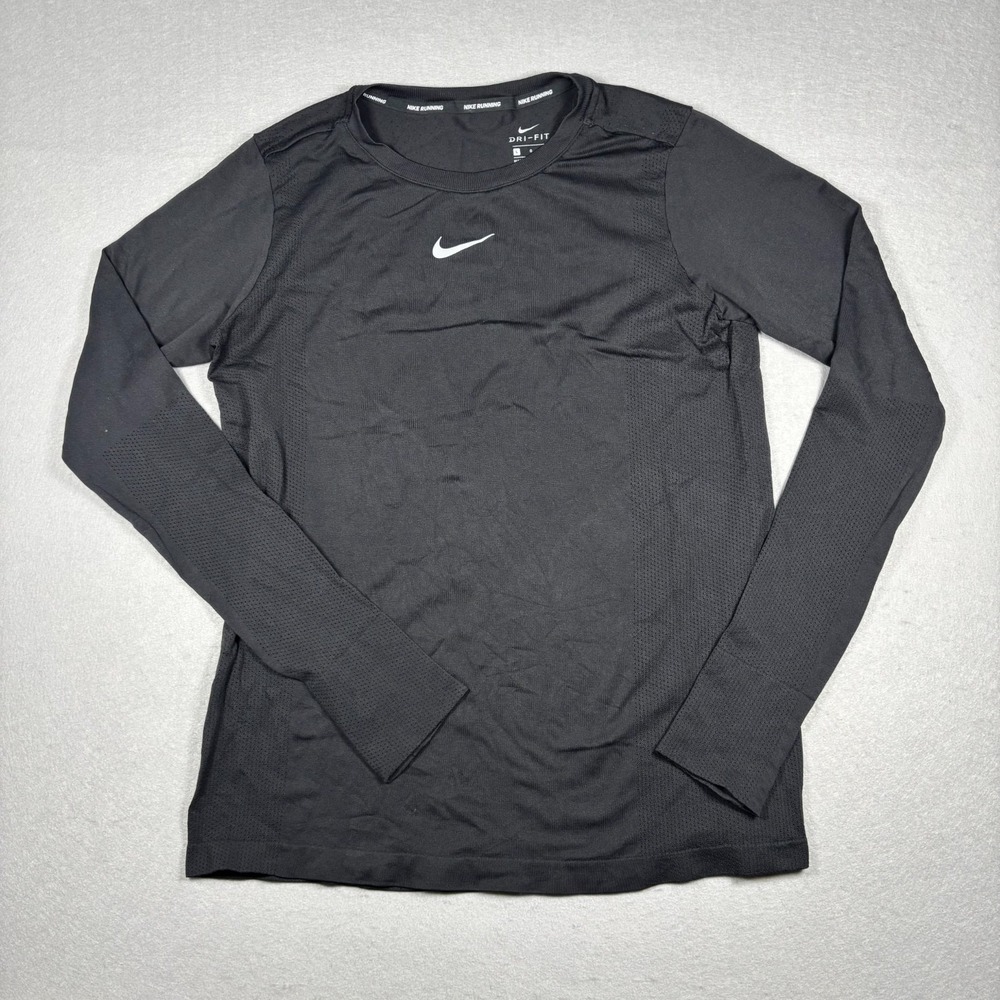 Nike Infinite Womens Long-Sleeve Running Top Black Size Large Dri-Fit Breathable